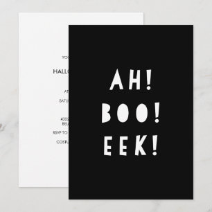 Uitnodiging voor monochrome Halloween AH BOE EEK