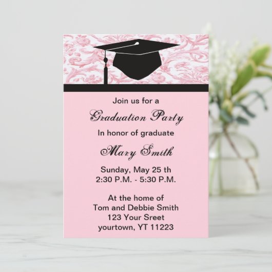 Uitnodiging voor Monogram roze zwenkriem (Staand voorkant)