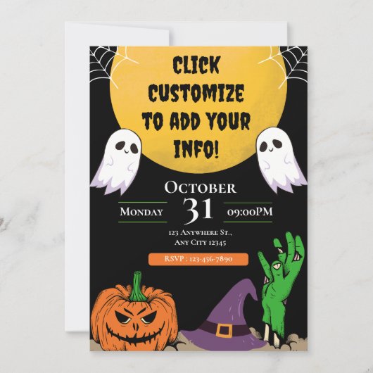 Uitnodiging voor Monster Mash Halloween Party (Voorkant)