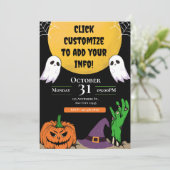 Uitnodiging voor Monster Mash Halloween Party (Staand voorkant)