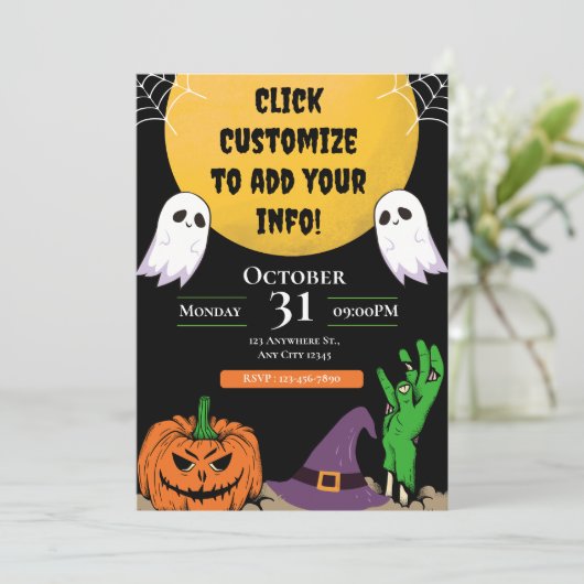 Uitnodiging voor Monster Mash Halloween Party (Staand voorkant)