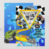 Uitnodiging voor Monster Truck Pool Party Bash (Voorkant / Achterkant)