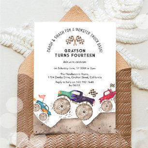 Uitnodiging voor Monster Truck Verjaardagsfeest