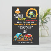 Uitnodiging voor Monster Truck verjaardagsfeestje (Staand voorkant)