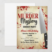Uitnodiging voor moordmysteriefeest (Voorkant / Achterkant)