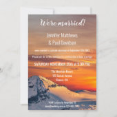 Uitnodiging voor Mountain Sunset Huwelijksreceptie (Voorkant)