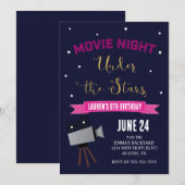 Uitnodiging voor Movie Night Birthday (Voorkant / Achterkant)