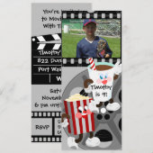 Uitnodiging voor Movie Night Birthday (Voorkant / Achterkant)