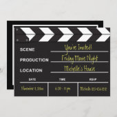 Uitnodiging voor Movie Night Clapboard (Voorkant / Achterkant)