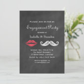 Uitnodiging voor Mustache & Lips Engagement Party (Staand voorkant)