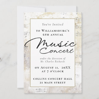 Uitnodiging voor muziekconcert Elegant Gold