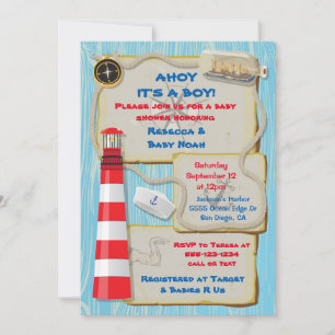Uitnodiging voor Nautical Sailor Baby shower