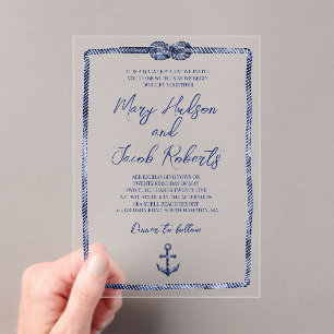 Uitnodiging voor nautisch acryl bruiloft acryl uitnodigingen