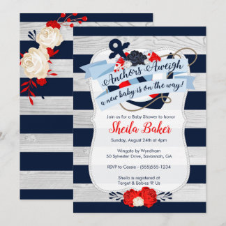Uitnodiging voor nautisch Baby shower - Sailor The