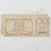 Uitnodiging voor nautische bruiloft  cruiseticket (Voorkant / Achterkant)