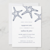 Uitnodiging voor Navy & White Starfish Engagement (Voorkant)