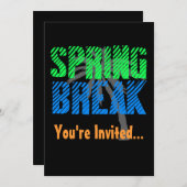 Uitnodiging voor Neon/Black Spring Break Party (Voorkant / Achterkant)
