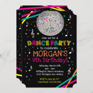Uitnodiging voor Neon Glow Dance Party