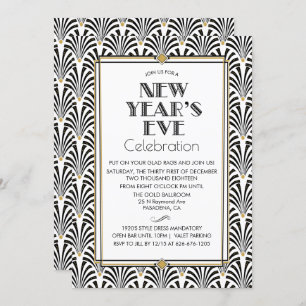 Uitnodiging voor nieuwjaarsdag Art Deco Gatsby