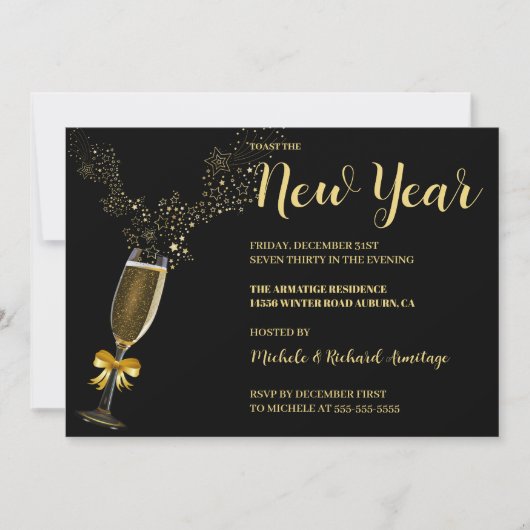 Uitnodiging voor Nieuwjaarsfeest met Mousserende W (Voorkant)