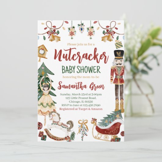 Uitnodiging voor Nutcracker Baby Shower (Staand voorkant)