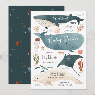Uitnodiging voor Ocean Animals Baby Shower
