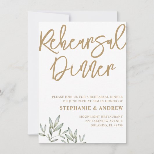 Uitnodiging voor Oefendiner in Goud & Groen (Voorkant)