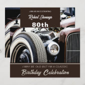 Uitnodiging voor Old Classy Car Birthday (Voorkant / Achterkant)