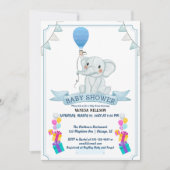Uitnodiging voor Olifant Ballon Baby Feest (Voorkant)