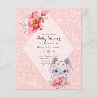 UITNODIGING VOOR OLIFANTJE BABY MEISJE SHOWER MET