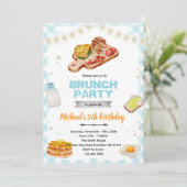 Uitnodiging voor ontbijt brunch verjaardagsfeestje (Staand voorkant)