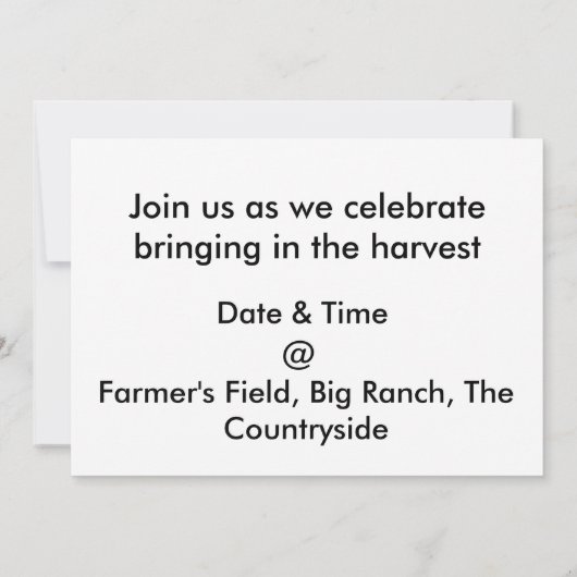 Uitnodiging voor Oogst-partij (Achterkant)