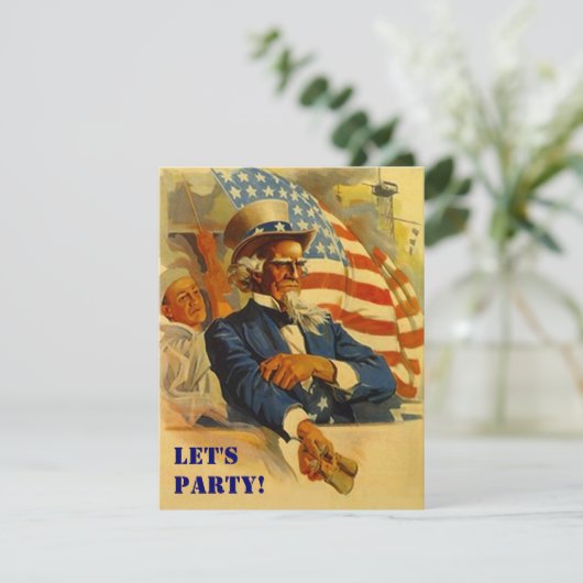 Uitnodiging voor oom Sam Independence Day 4 juli (Staand voorkant)