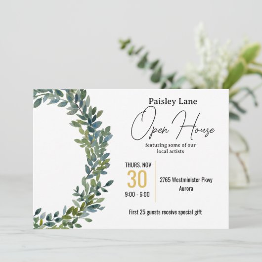 Uitnodiging voor open huis of andere (Staand voorkant)