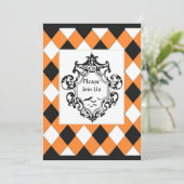 Uitnodiging voor Oranje en zwarte versiering (Staand voorkant)