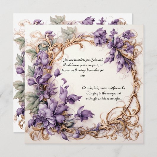 Uitnodiging voor Oud en Nieuw (Voorkant / Achterkant)