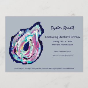 Uitnodiging voor Oyster Roast-feest in Lichtgrijs