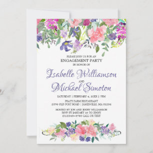 Uitnodiging voor Paarse en roze Floral Engagement