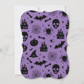 Uitnodiging voor Paarse en zwarte Halloween-partij (Achterkant)