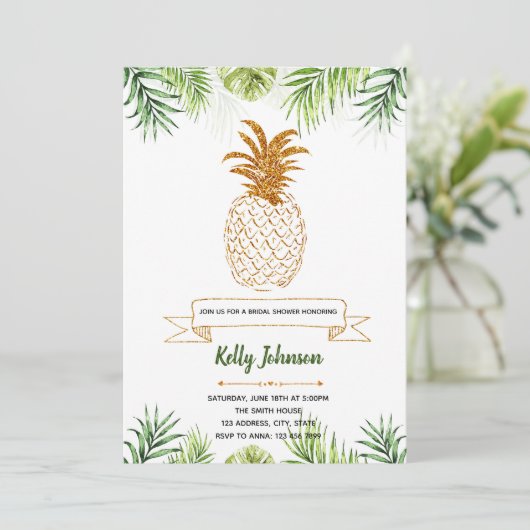 Uitnodiging voor palmboom lente showerfeest (Staand voorkant)