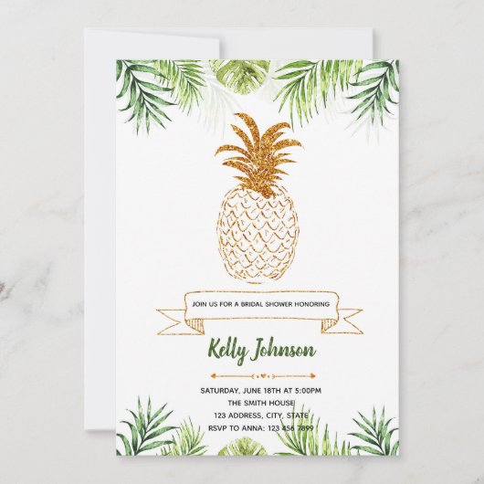 Uitnodiging voor palmbronzen showerfeestje (Voorkant)