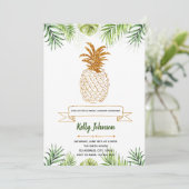 Uitnodiging voor palmbronzen showerfeestje (Staand voorkant)