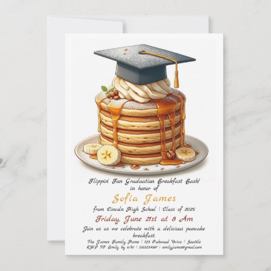 Uitnodiging voor Pancakes Graduation Party (Voorkant)