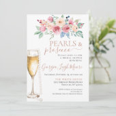 Uitnodiging voor Parels & Prosecco Bruidsdouche (Staand voorkant)