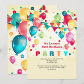 Uitnodiging voor partijballonnen (Voorkant / Achterkant)