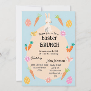 Uitnodiging voor Pasen Brunch   Cute Pastel Konijn