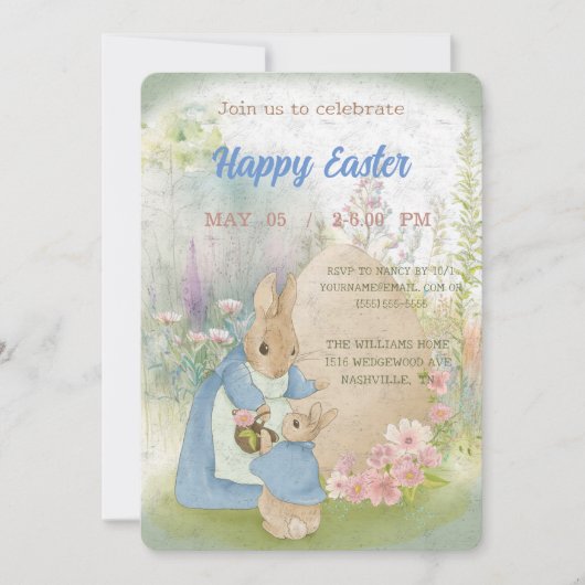 uitnodiging voor Pasen met Peter Rabbit (Voorkant)