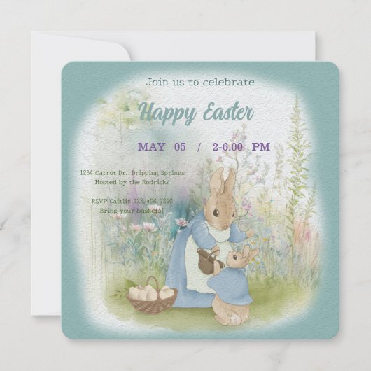 uitnodiging voor Pasen met Peter Rabbit (Voorkant)