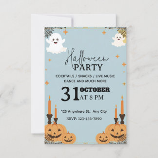 Uitnodiging voor Pastel Blauwe Halloweenfeest – Be