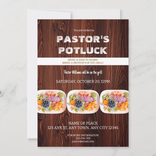 Uitnodiging voor Pastor Fire & Fellowship Potluck (Voorkant)